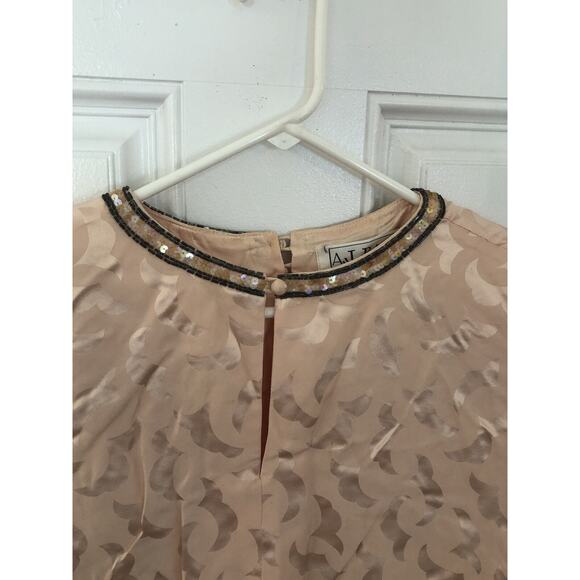 A.J. Bari Women's VINTAGE 1980's SILK BEADED MINI DRESS Pink Size 12 - Picture 3 of 8